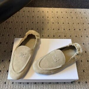 Celine Beige Suede Loafers for Women